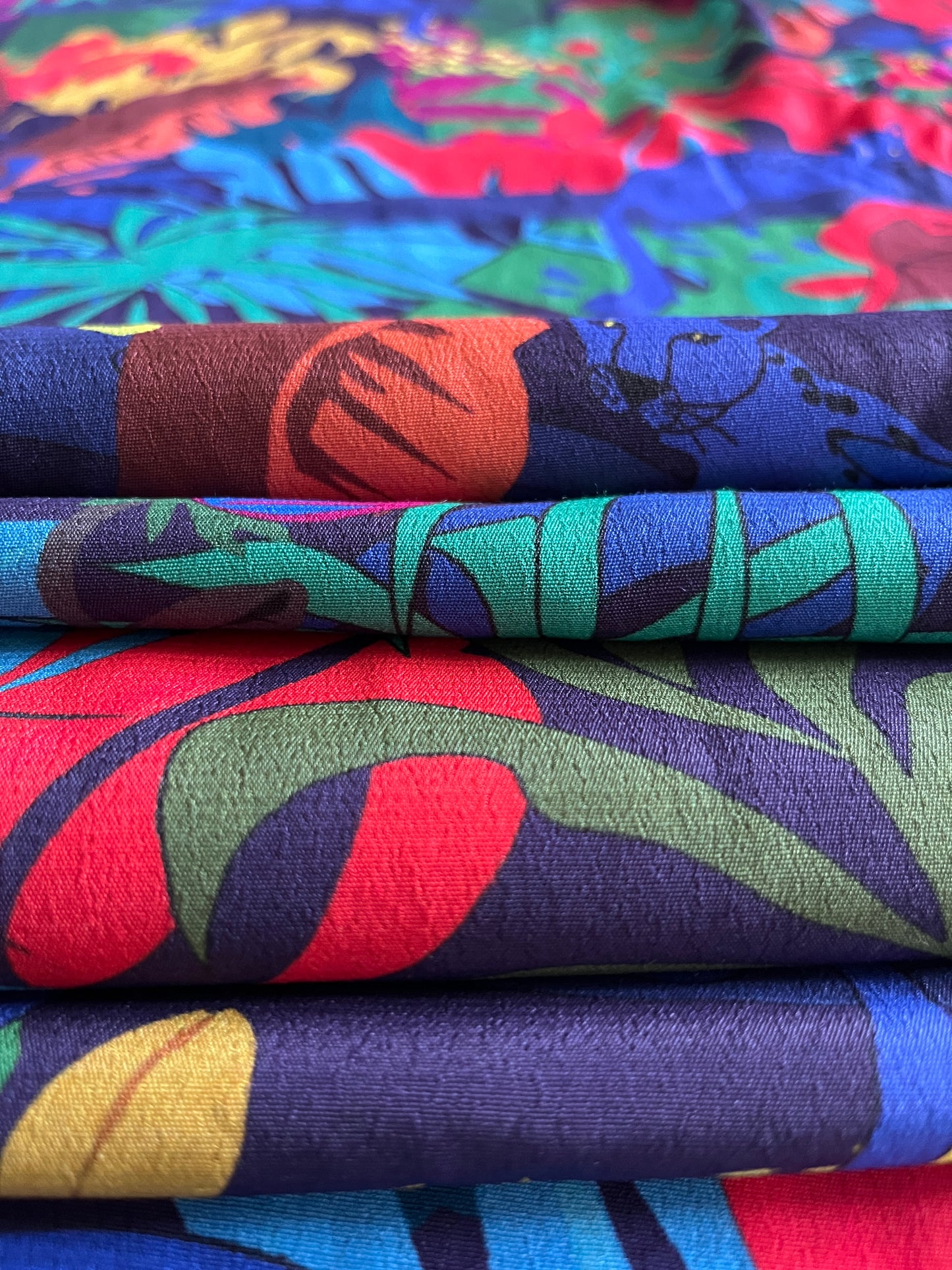 SILVIA Blue Panther Jungle Print Viscose Marocain. Sustainably made in Italy. - Matrona: Sustainable Textiles and Fashion