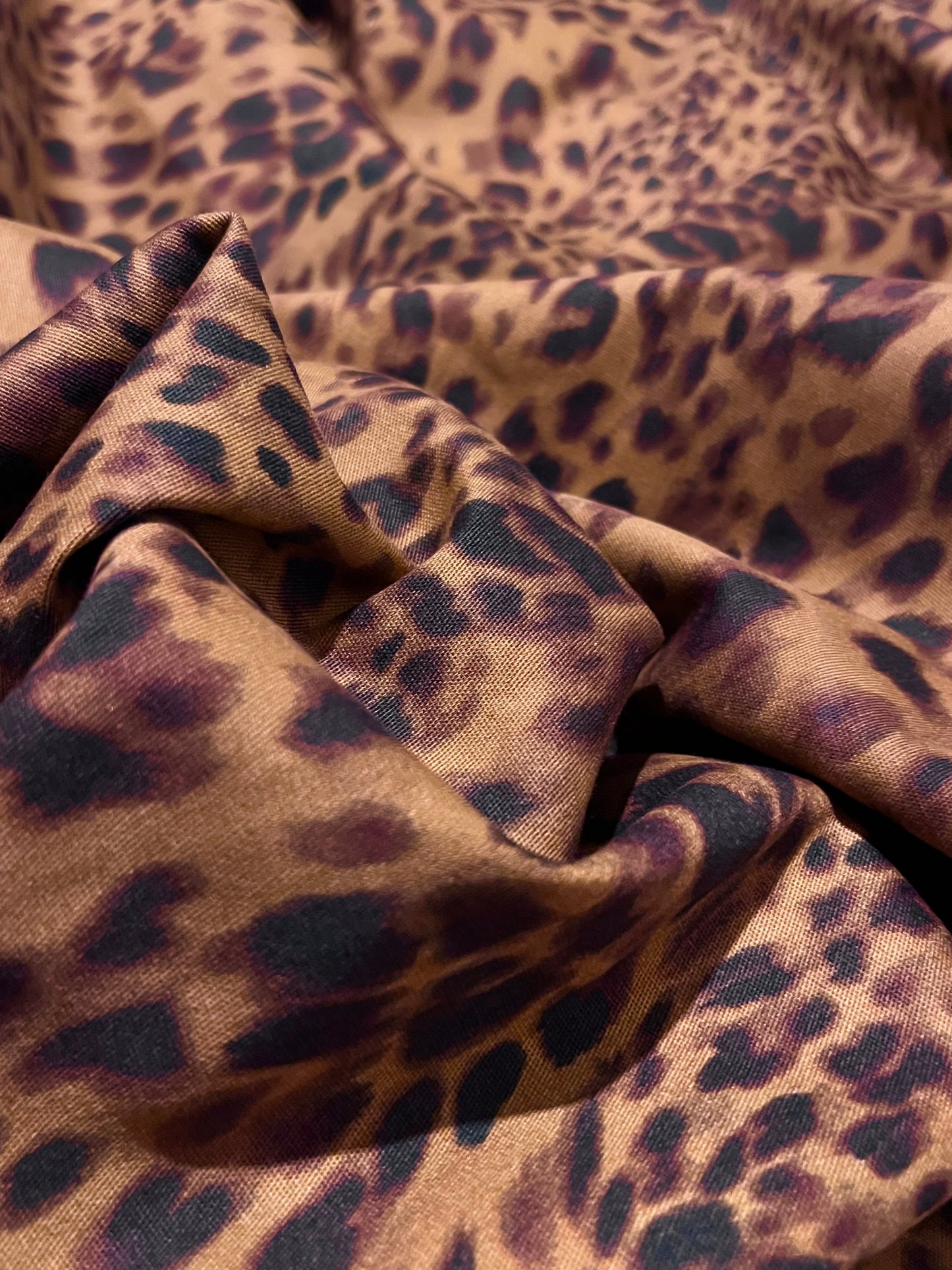 LETICIA Leopard Print Cotton Denim. Sustainably made in Italy.