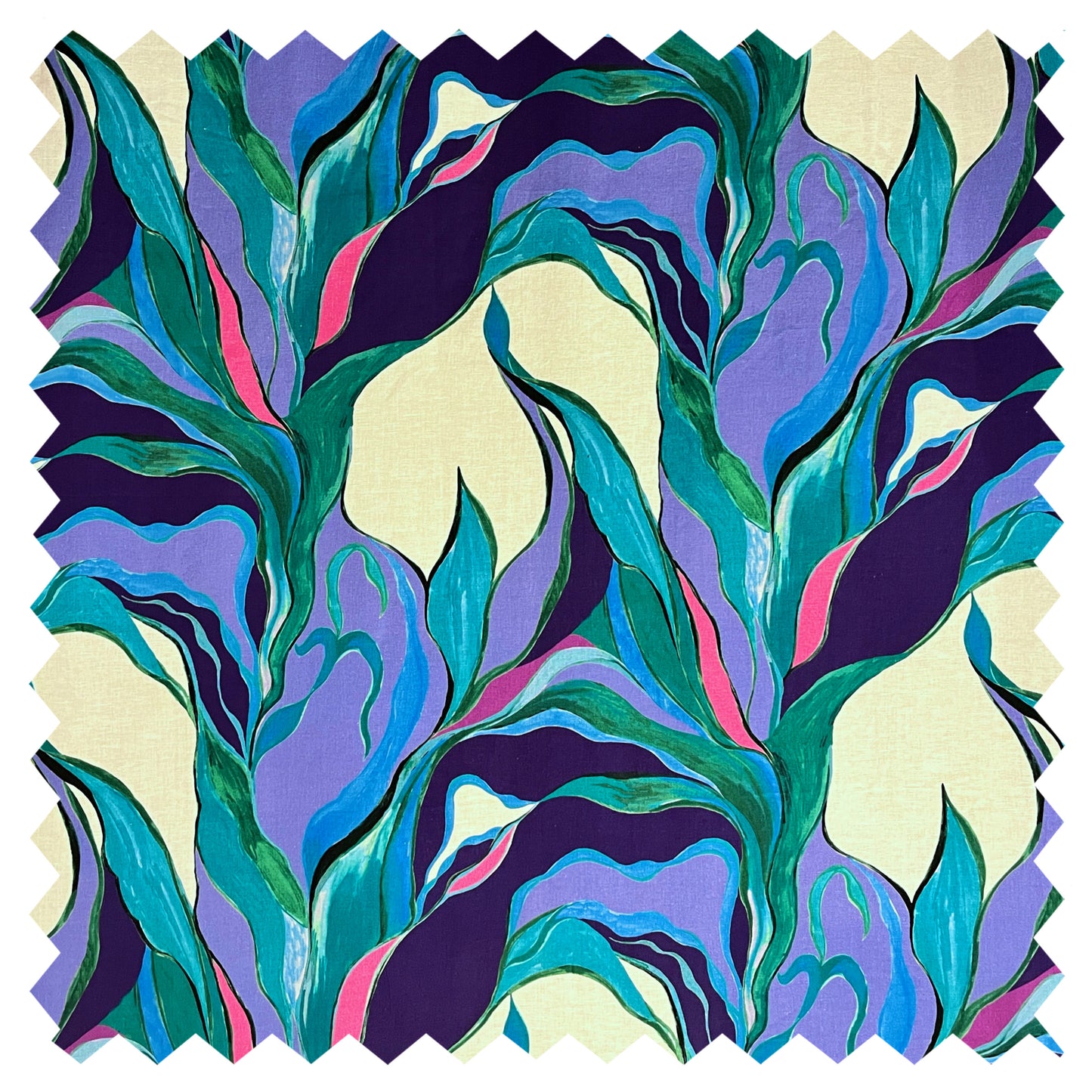 TIMOTHEA Watercolor Lily Flower Print Linen Viscose. Sustainably made in Italy.
