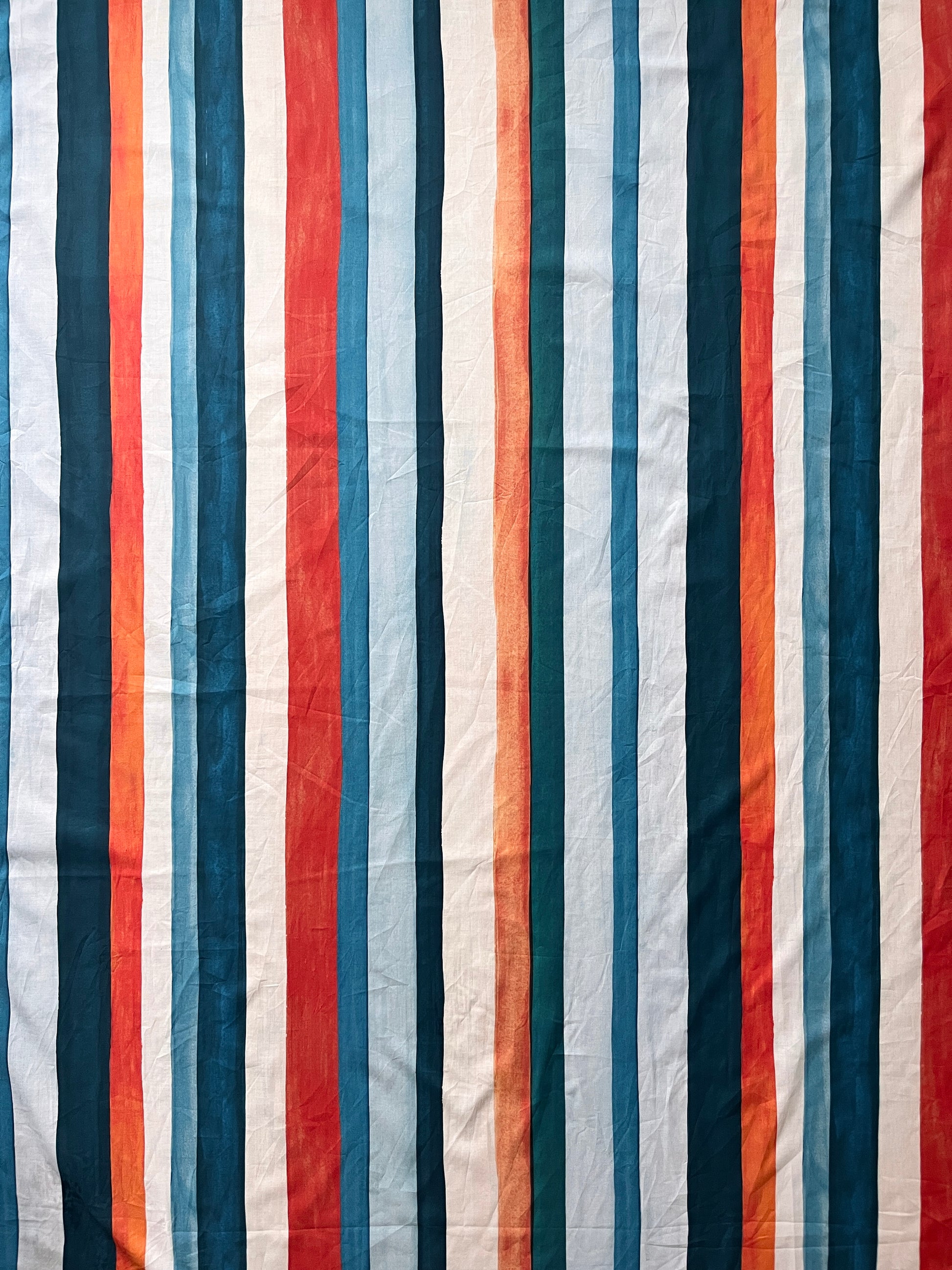 KATLYN Watercolor Stripe Print Cotton Poplin. Sustainably made in Italy.