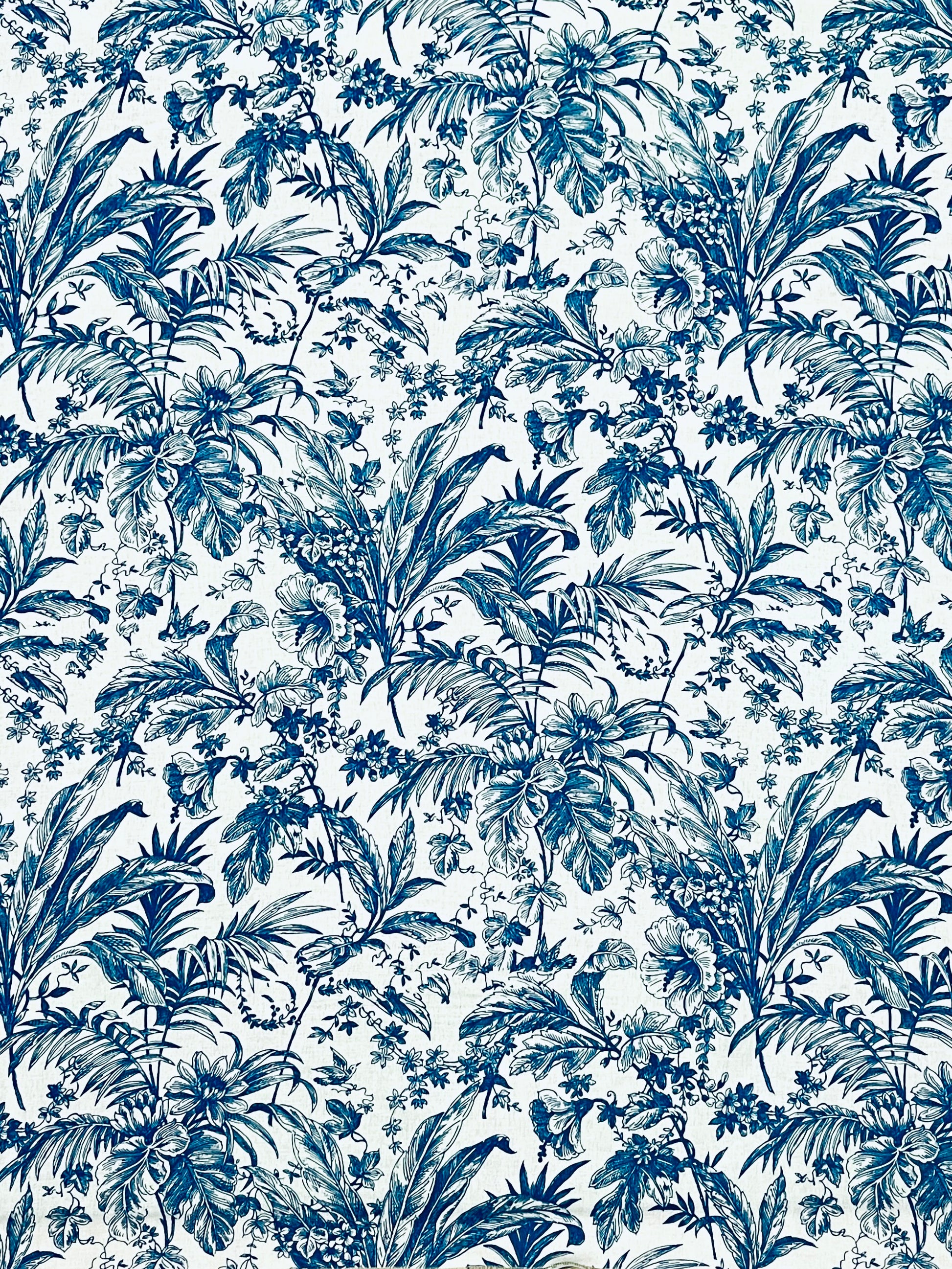 CLAIRE Tropical Toile de Jouy Print Linen Cotton Blend. Sustainable made in Italy. - Matrona: Sustainable Textiles and Fashion