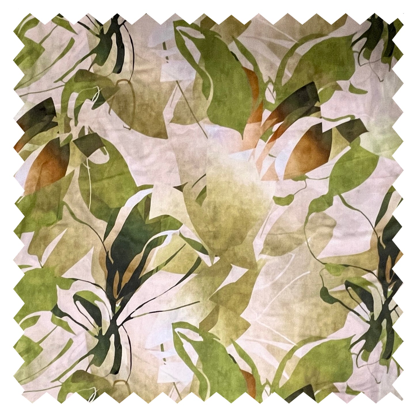 ADRIENNE Abstract Leaf Print Cotton Poplin with Satin Finish. Sustainably made in Italy.