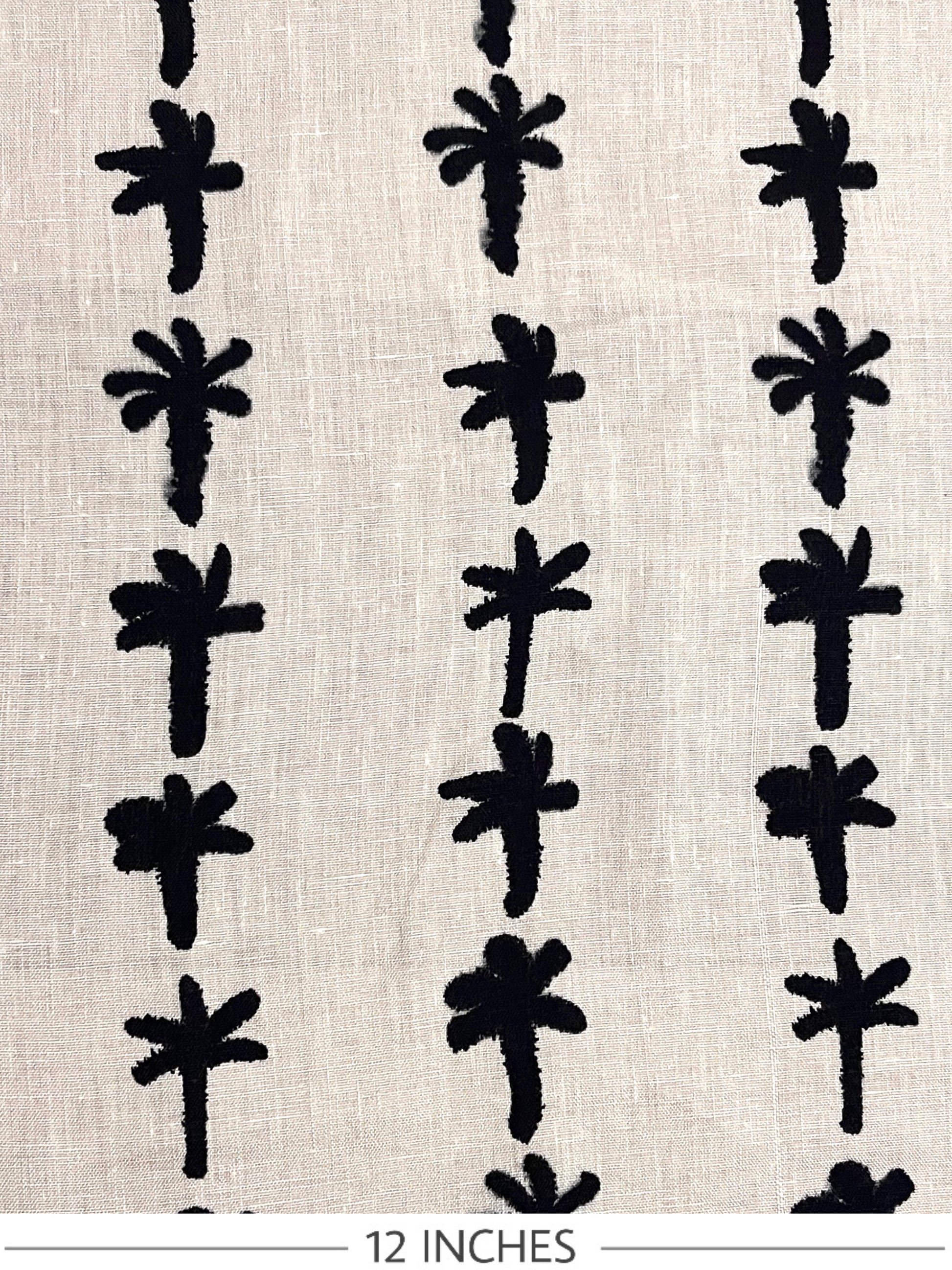 Designer Oriental Palm Tree Print Linen. Sustainable made in Italy.