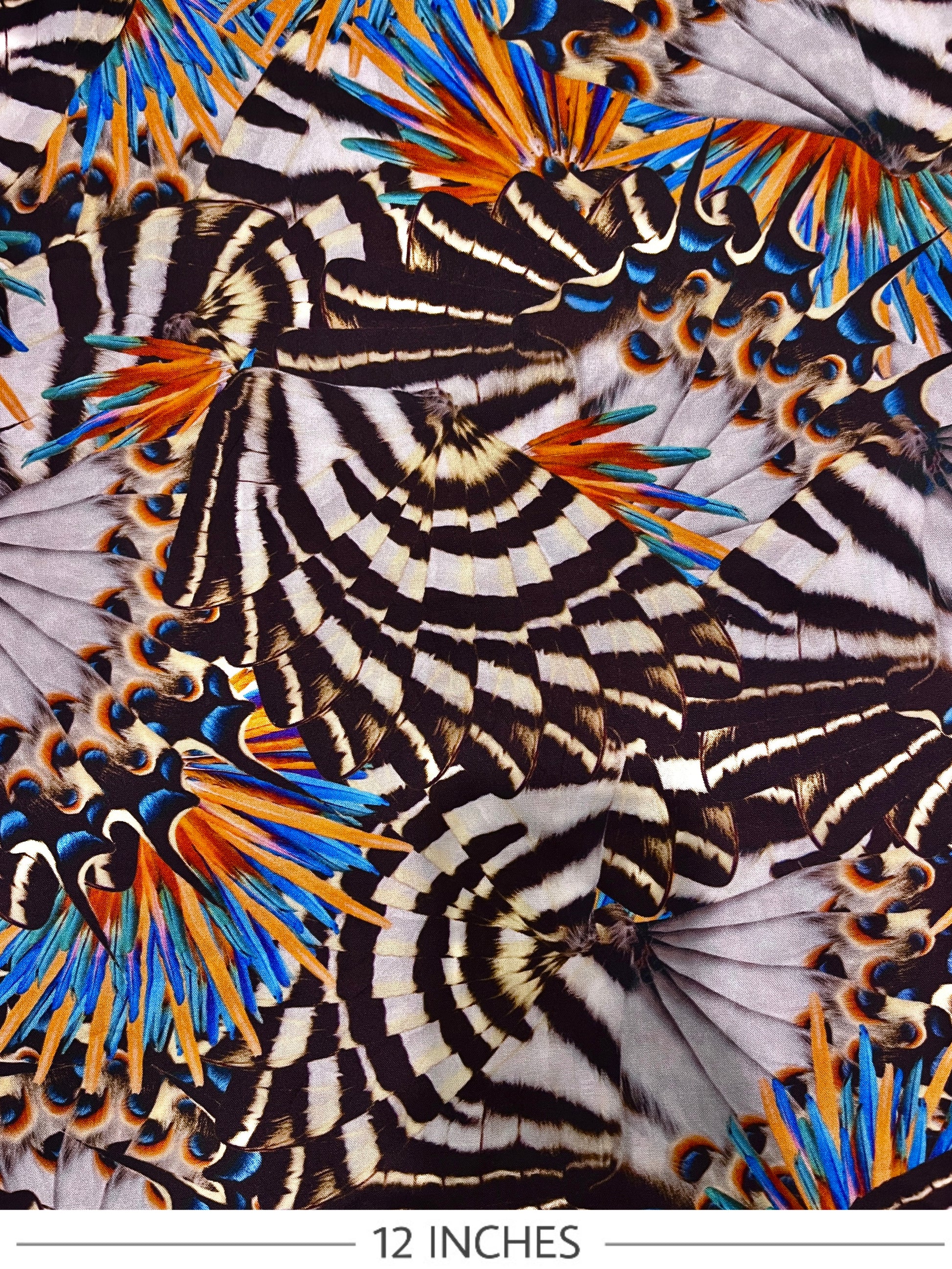 KIMANA Abstract Butterfly Print Viscose Challis. Sustainably made in Italy. - Matrona: Sustainable Textiles and Fashion