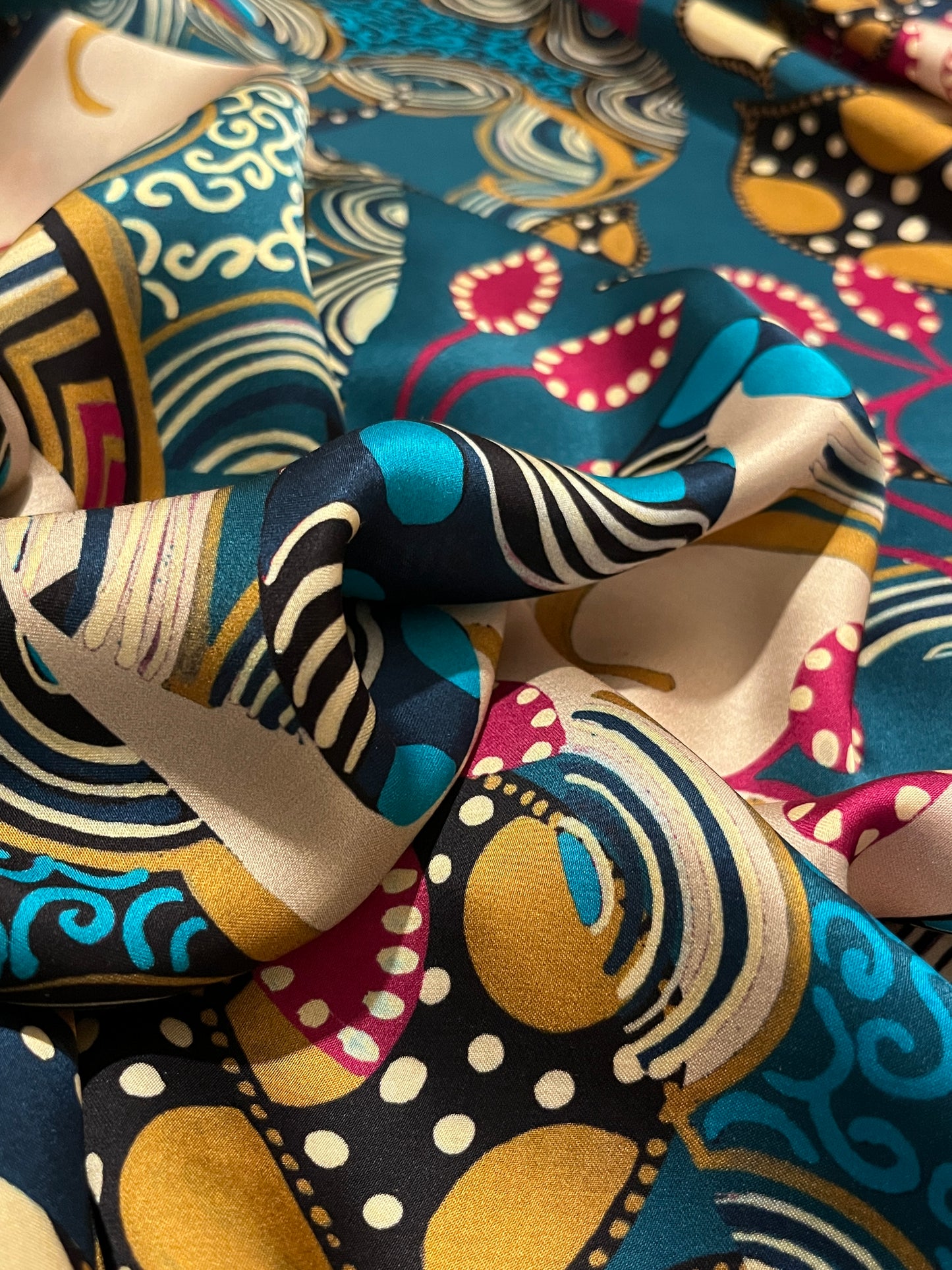 MASSIMA Abstract Print Satin Viscose. Sustainably made in Italy. - Matrona: Sustainable Textiles and Fashion