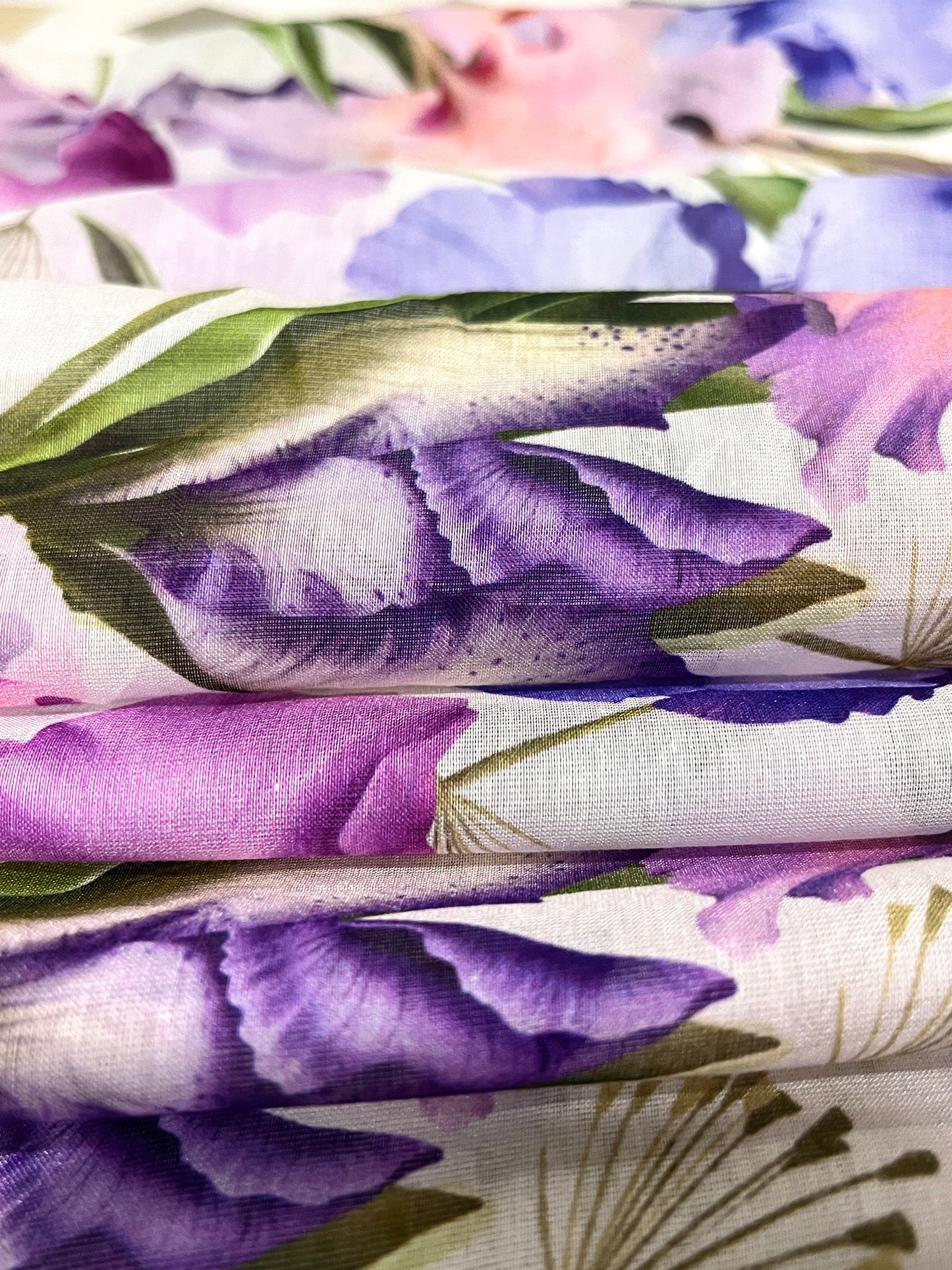 SERAPHINE Orchid Print Silk Blend Chiffon. Sustainable made in Italy.