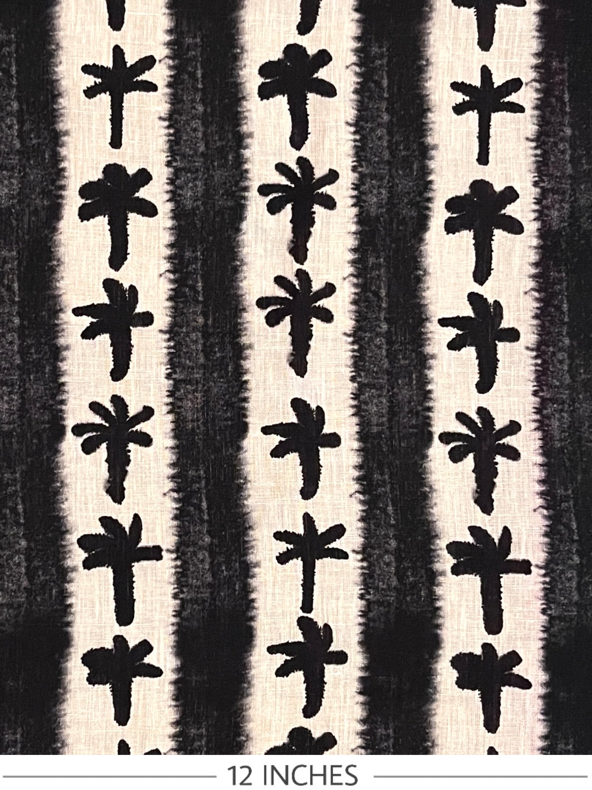 AIKO Designer Oriental Palm Tree Print Linen. Sustainable made in Italy.