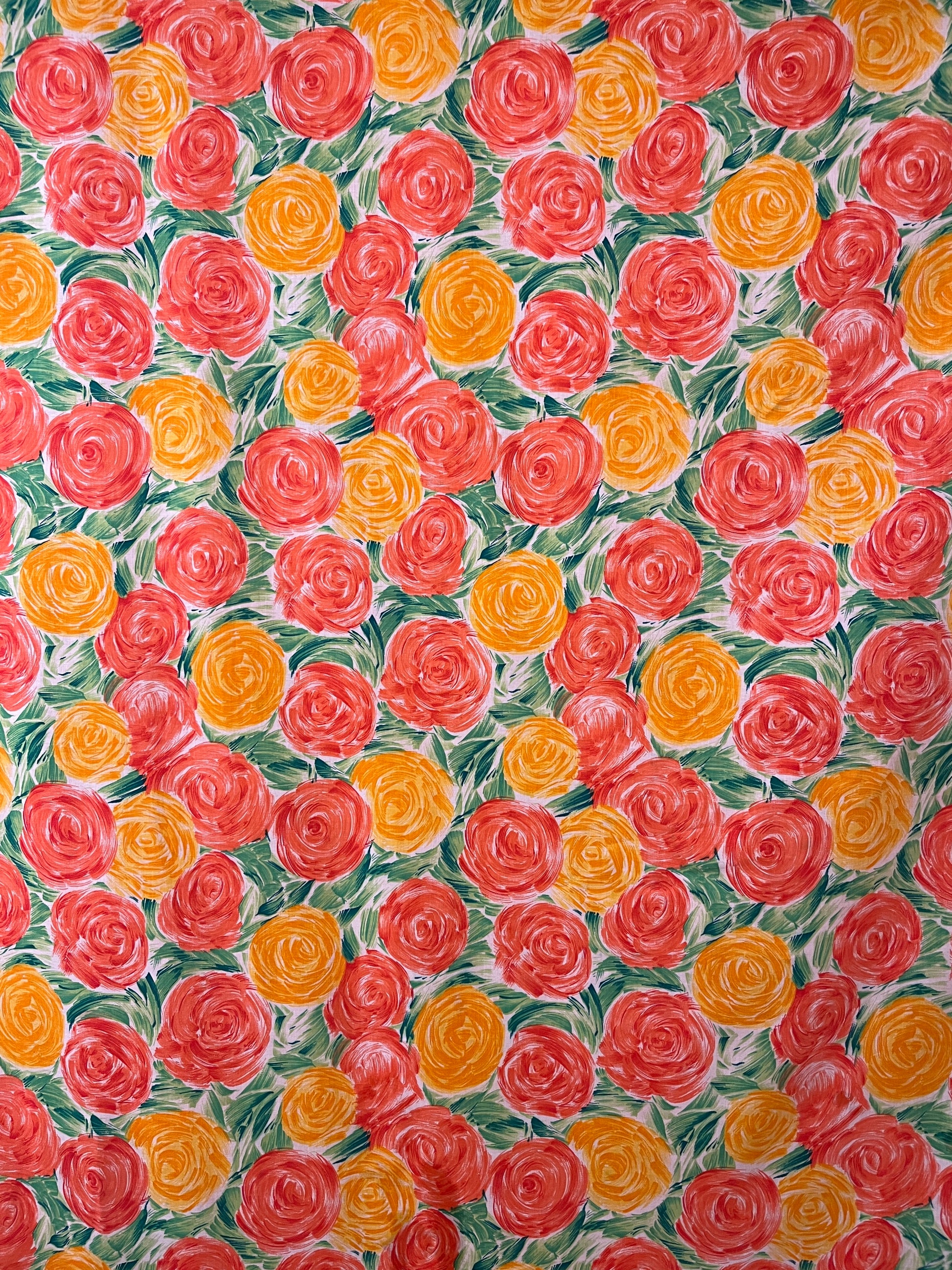 MINAKO Hand-drawn Rose Print Cotton Poplin. Sustainably made in Italy.