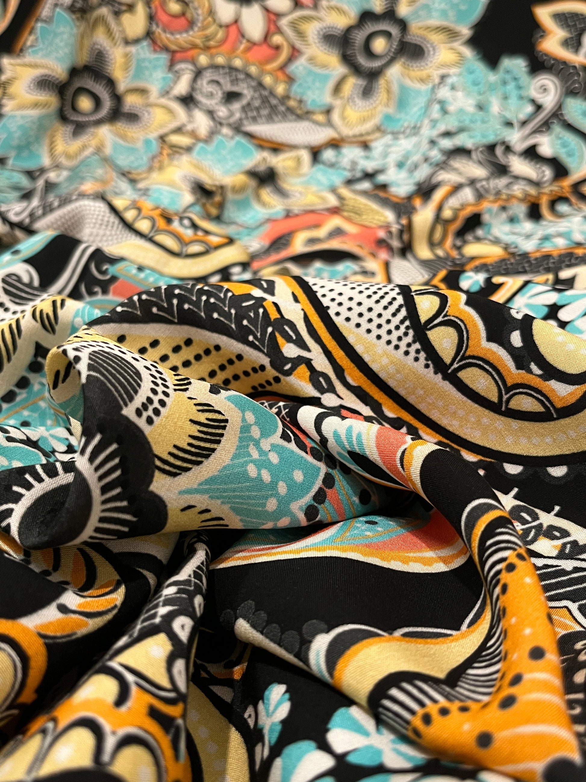 JOSEPHINE Spring Paisley Print Viscose Challis. Sustainably made in Italy. - Matrona: Sustainable Textiles and Fashion