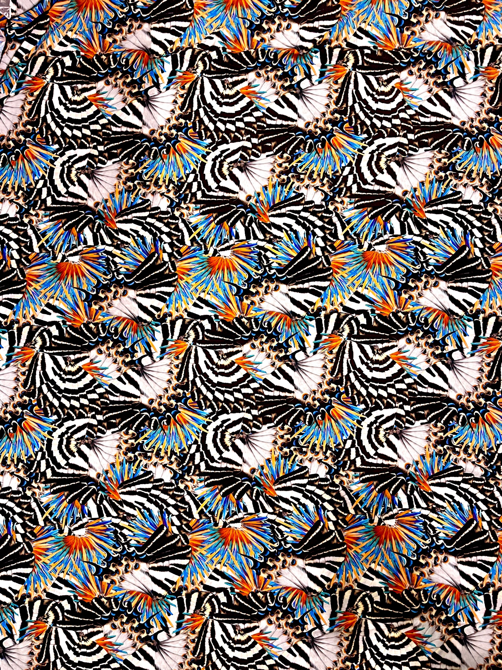 KIMANA Abstract Butterfly Print Viscose Challis. Sustainably made in Italy. - Matrona: Sustainable Textiles and Fashion