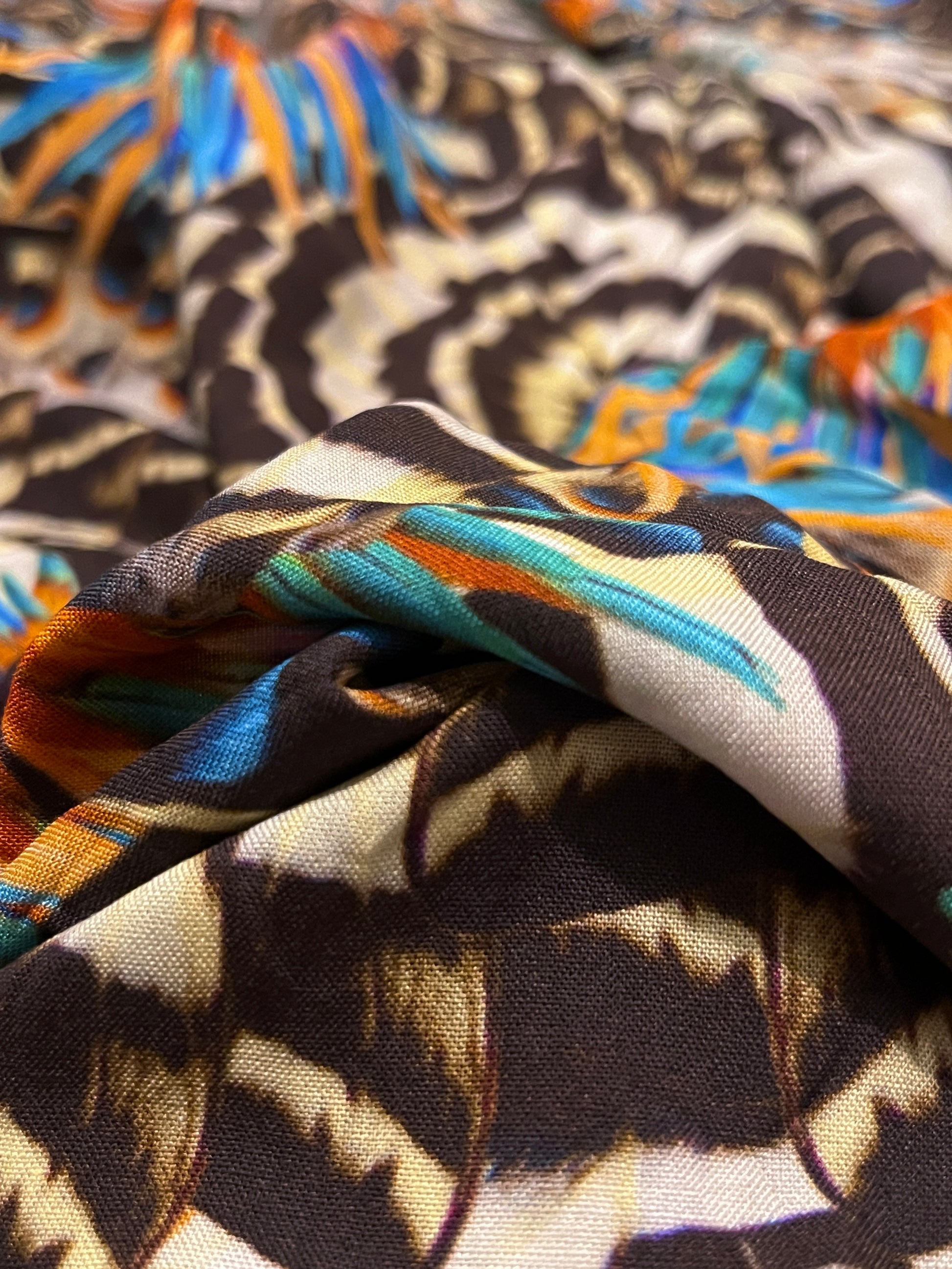 KIMANA Abstract Butterfly Print Viscose Challis. Sustainably made in Italy. - Matrona: Sustainable Textiles and Fashion